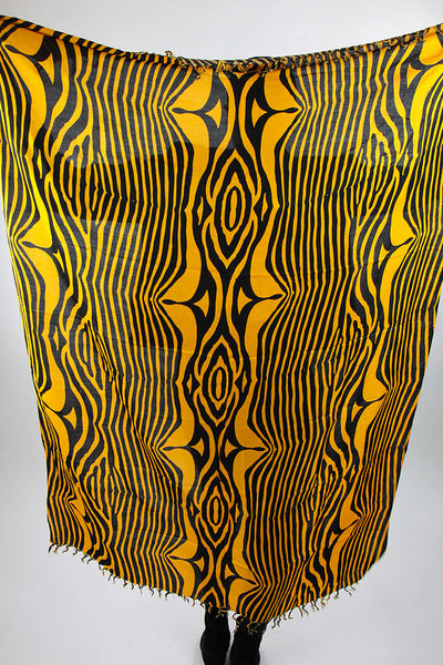 African Scarf- Gold Yellow/Black Zebra Print. - Africas Closet