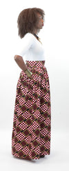African Print Maxi - Dice Print Red, Black and White - Africas Closet