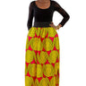 African Maxi Skirt - Red with Yellow Concentric Print - Africas Closet