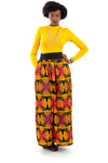 African Maxi Skirt - Orange, Pink, Black Pinwheel Print - Africas Closet
