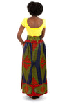 African Maxi Skirt - Red, Blue, Yellow Triangles Print - Africas Closet