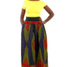 African Maxi Skirt - Red, Blue, Yellow Triangles Print - Africas Closet