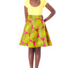 African A-line Midi Flare Skirt - Red with Yellow Concentric Print - Africas Closet