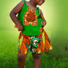 African Prints  Kids Tausi Shorts And Top Set- Green/Orange Floral Print - Africas Closet