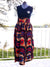 African Maxi Skirt - Blue/Red/Black Wave Floral Print - Africas Closet