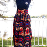 African Maxi Skirt - Blue/Red/Black Wave Floral Print - Africas Closet