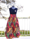 African Maxi Skirt - Blue Red Swirl Print - Africas Closet